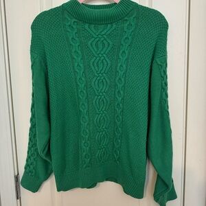 Urban Outfitters Green Cable Knit Turtleneck Sweater